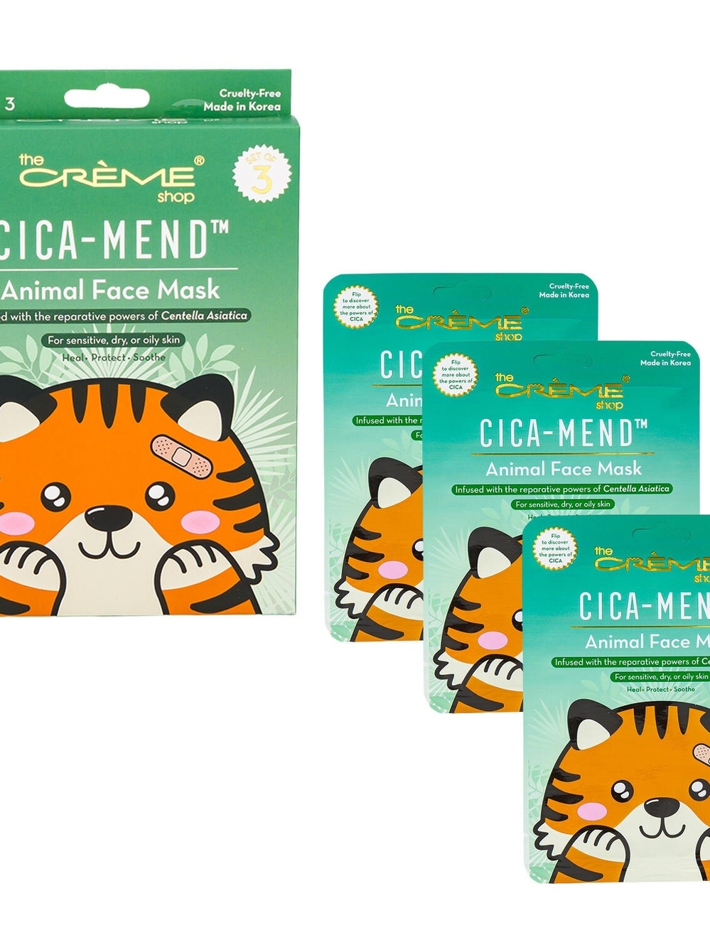 the Crème Shop CICA-MEND Orange Animal Face Mask – Soothing Sheet Mask